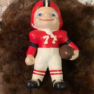 Red white Black vintage Football player statue 12” figurine